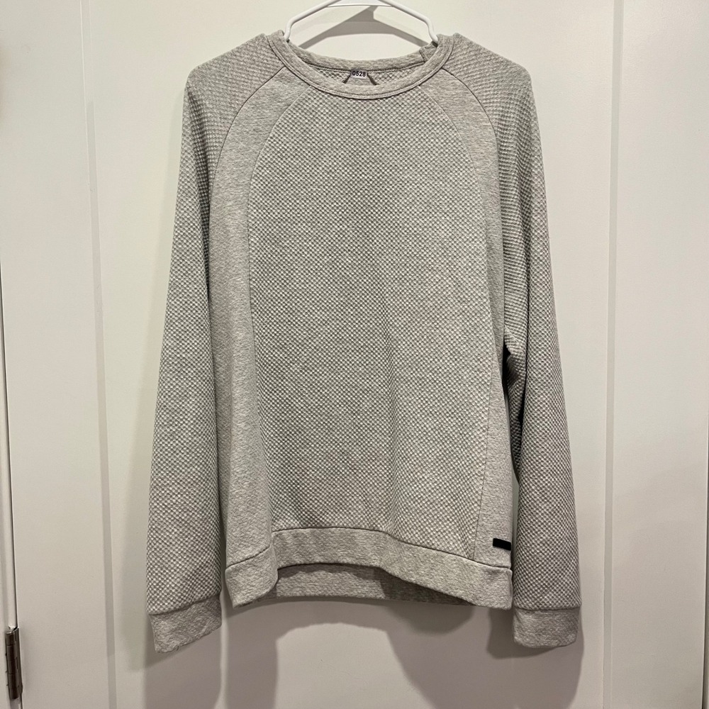 Civil Society Mens Gray Textured Waffle Knit Long Sleeve Crewneck Sweatshirt M